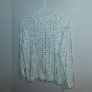 Hand Knit Ivory Open Knit Cottage Core Crichet Sweater S